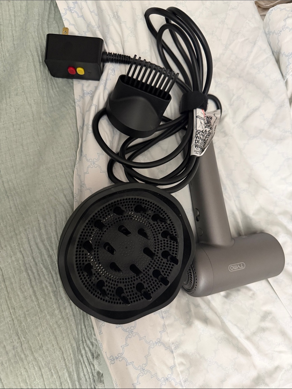 Matte Gray Hair Dryer with Diffuser - Black Attachment Included